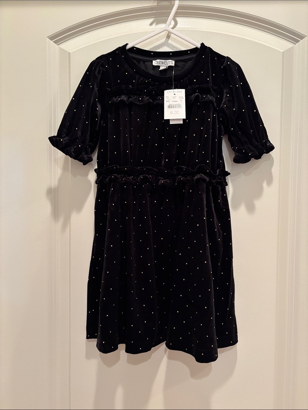 Crewcuts Studded Black Velvet Dress in size 4